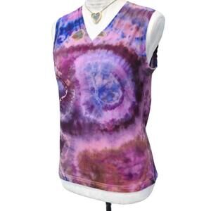 Y2K, Reworked Pink, Handmade, Ice Tie-Dye Sleeveless Top. Size: M